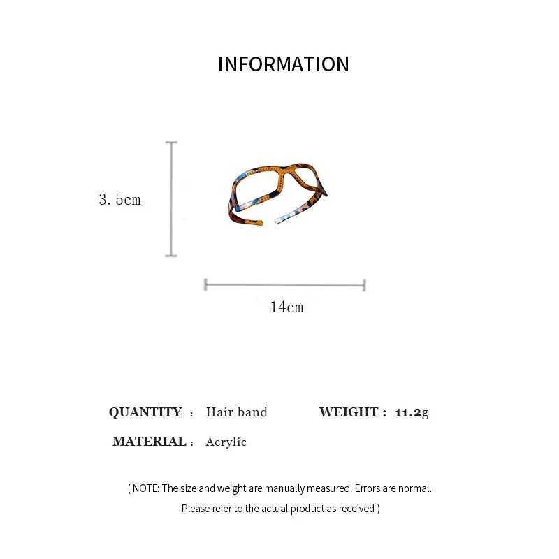 Coffee Leopard Print Eyeglass Frame Shape Acrylic Hair Bands for Women Outdoor High Skull Top Fixed Headband Vintage Accessories D260326