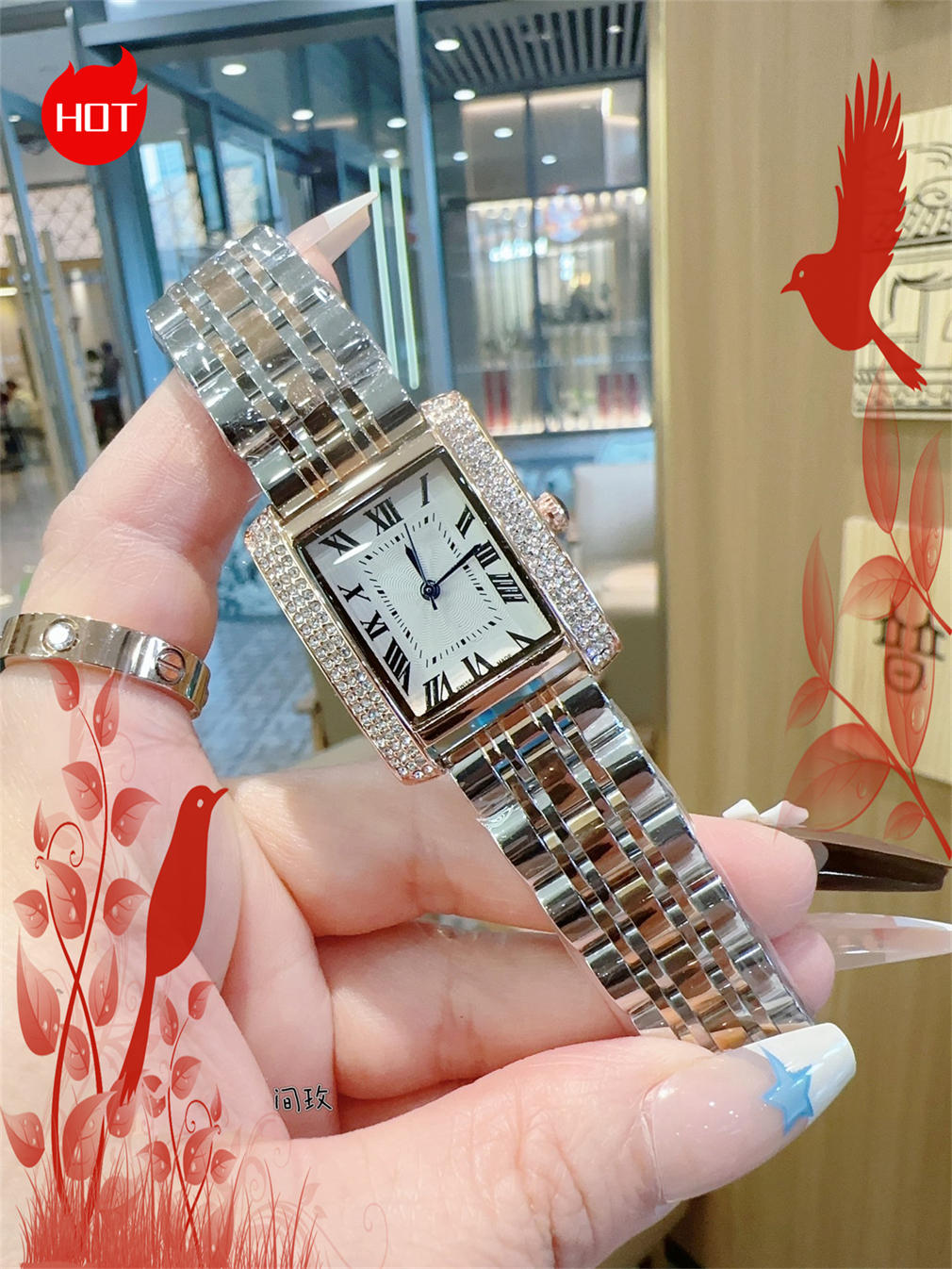 High quality Womens CARTERity TANK Quartz inlay watches luxury Mens watch calendar display fine steel Gold Case sapphire fashion women watches #289