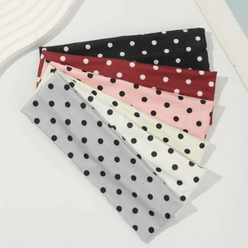 Korean Sports Polka Dots Headbands Y2K Retro Bohemia Polka Dot Elastic Hairbands Fashion Women Yoga Sports Wide Edge Headbands D260326