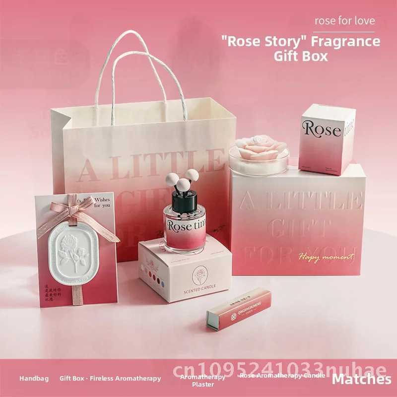 High-End Scented Candle Gift Box Set - Atmospheric Rose Story for Valentines Day Girls Day Newlywed Goddesss Day Bedroom H260326