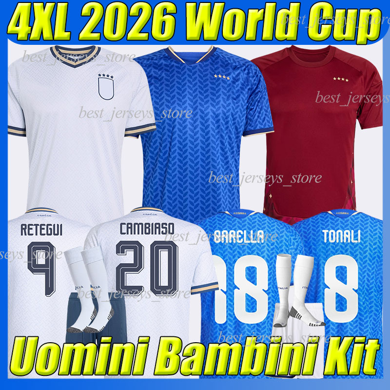 4XL Italy 2026 World Cup soccer jerseys 26/27 Italia RETEGUI RASPADORI FRATTESI CAMBIASO TONALI DI LORENZO ESPOSITO DONNARUMMA men kids kits set socks football shirt