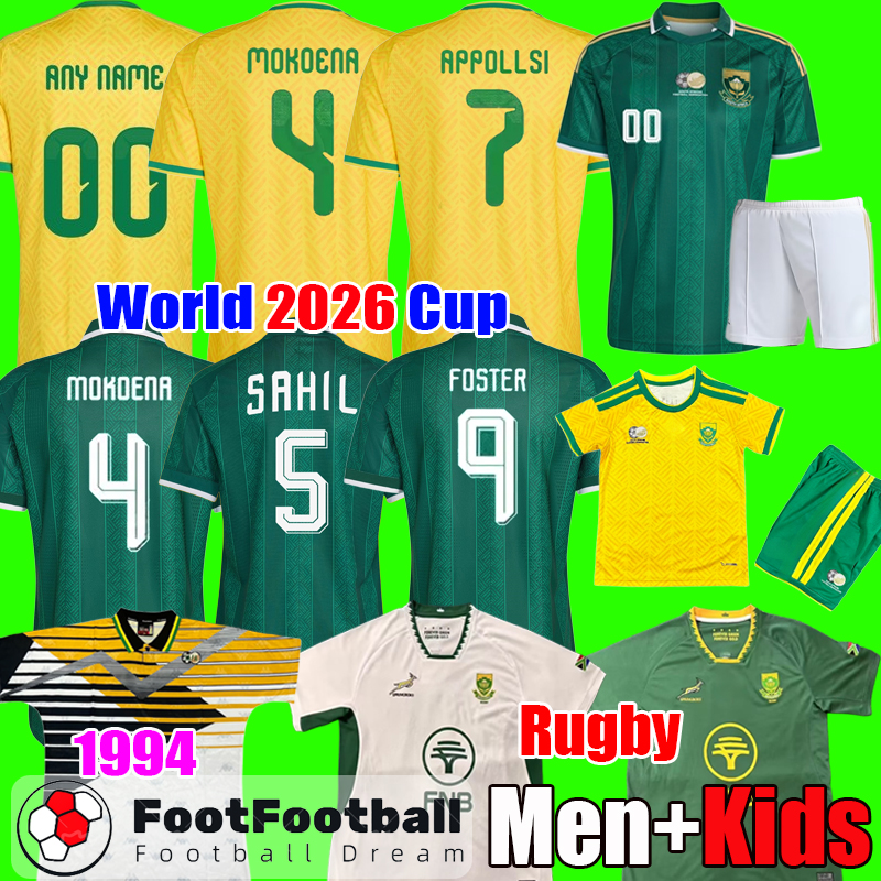 2026 South Africa soccer JerseysBARTLETT MOKOENA FORTUNE RADEBE McCARTHY 2026 2027 Rugby Retro 1994 Home away World cup men kids kit football shirt kit set tops