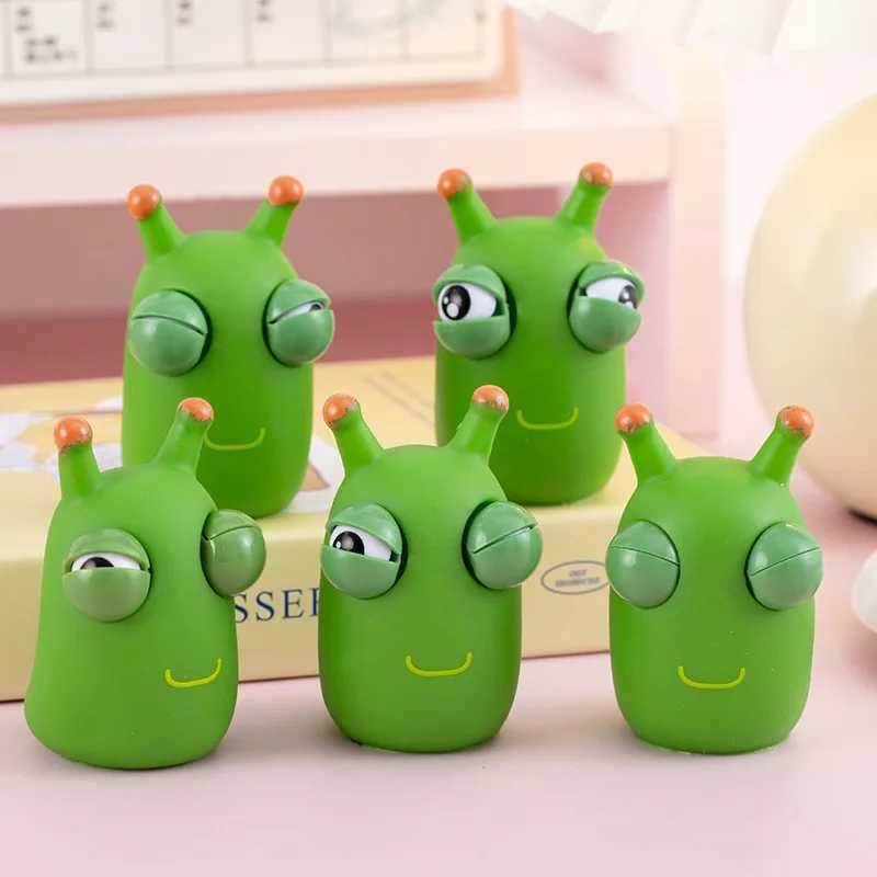 2Pcs Funny Eye Burst Squeezing Toy Green Eyes Caterpillar Pinch Toy Adult Children Fidget Toy Creative Stress Relief Toy H260326