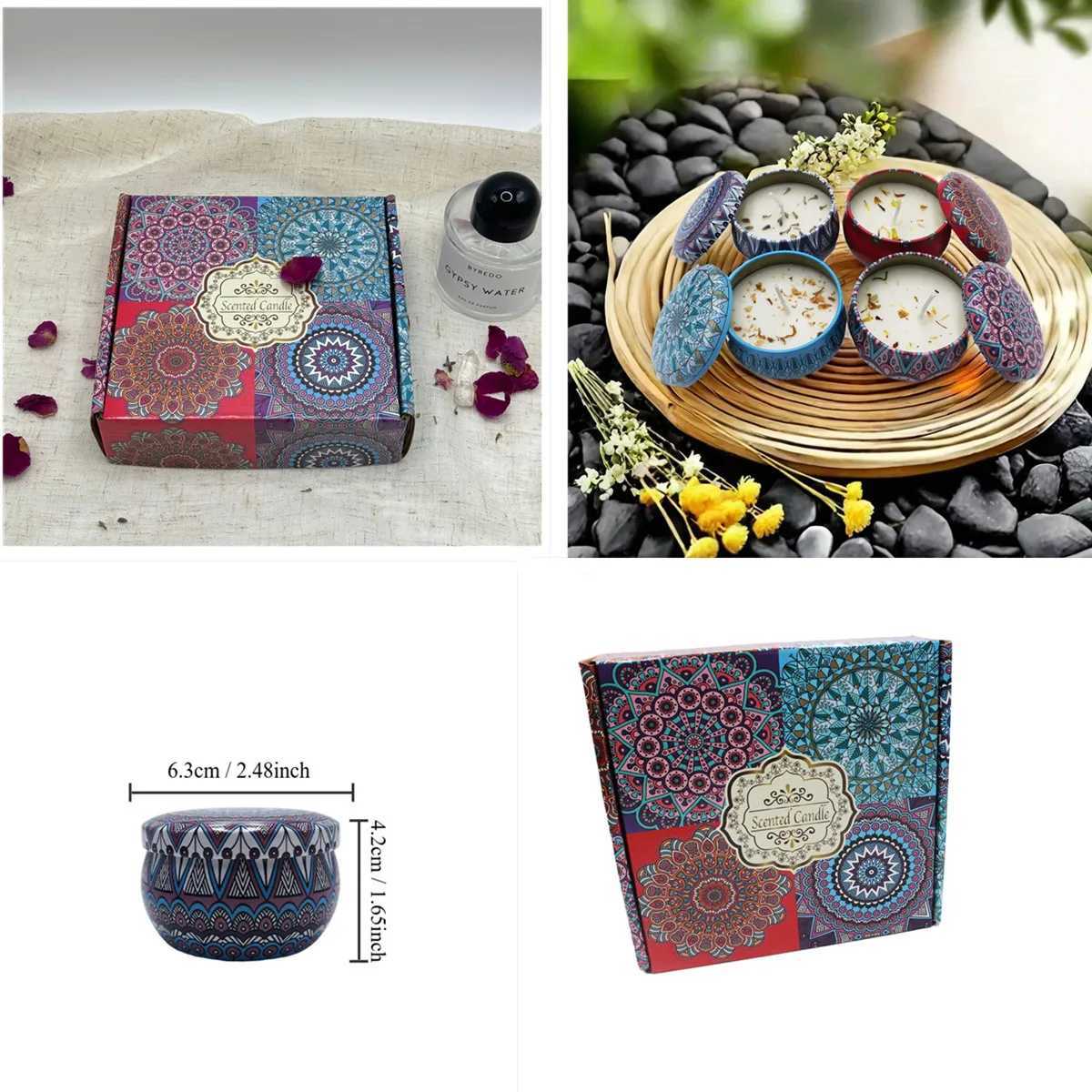 Set Of 4 Scented Candle Boxes 4 Fragrances Candles For Stress Relief Relaxation Yoga And Holiday GiftsColor box packing H260326