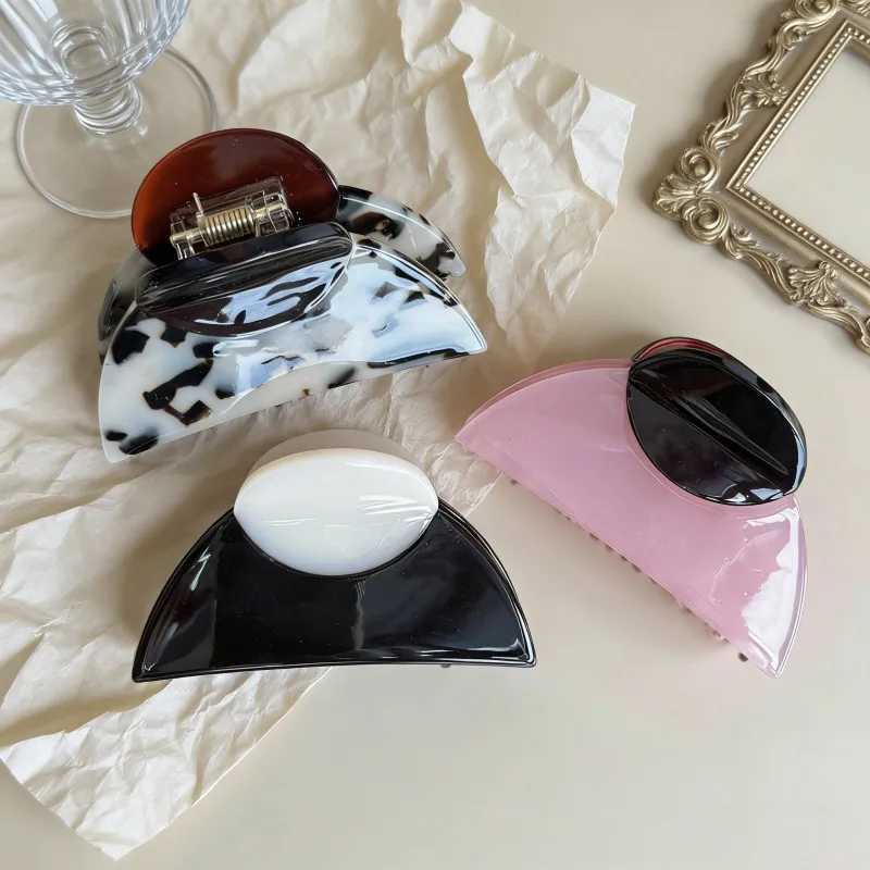 Leopard Print Half-Round Mushroom Hair Clips - Thick Acetate Shark Claws for Hair Styling Fashion Hair Accessories H260326