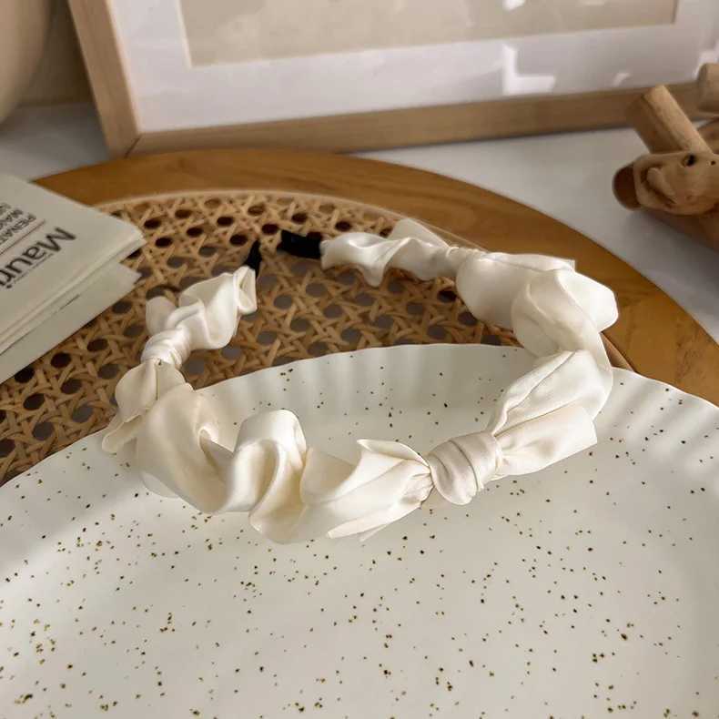 Korean Bow Headband Black White Women Girls Solid Color Hair Bands Hoop for Holiday Party Hair Accessories D260326