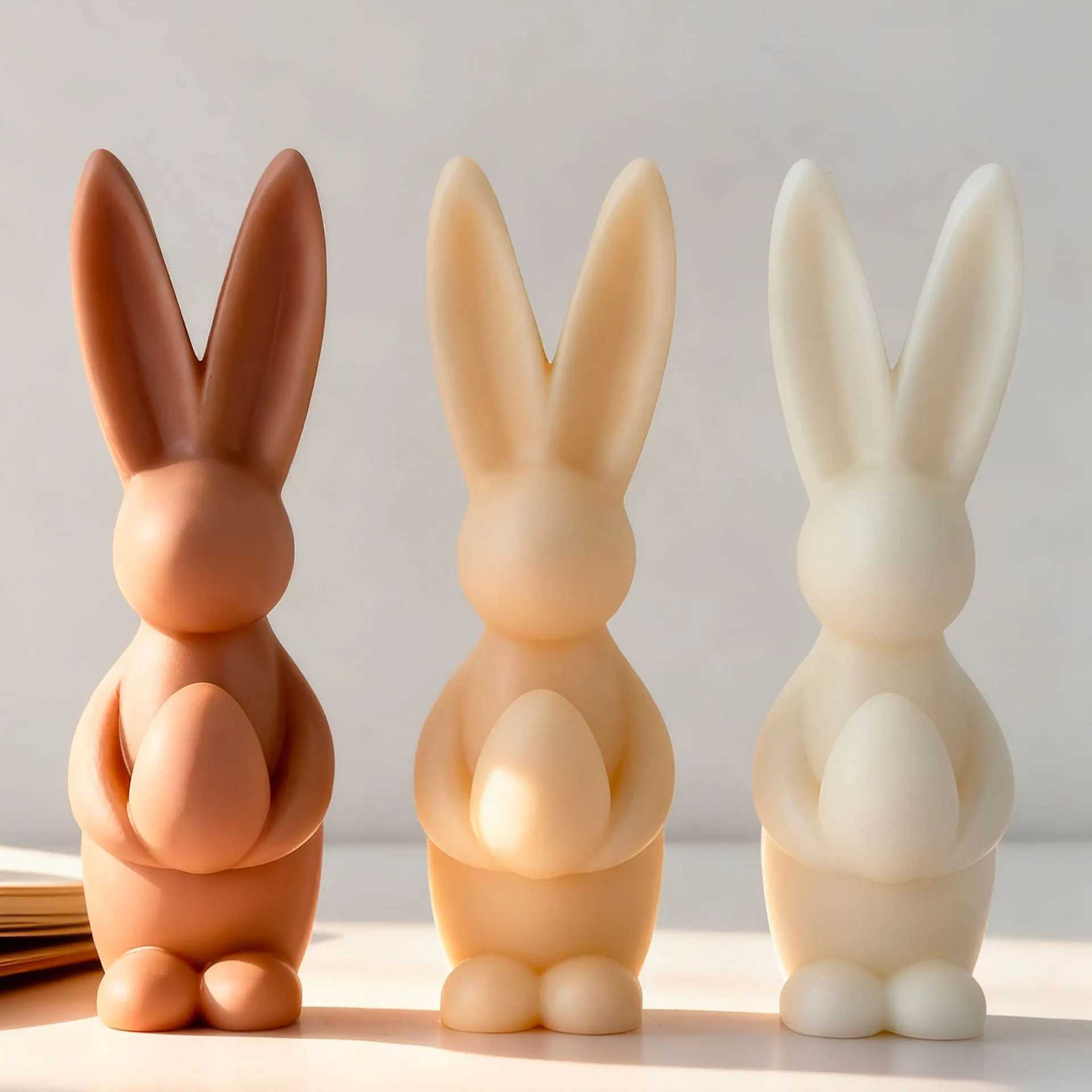 Easter Bunny Candle Silicone 3D Rabbit Bunny Egg Heart Aromatherapy Soap Gypsum Plaster Ornament Gift Mould Home Decor H260326