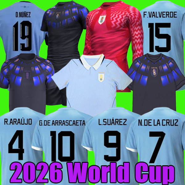 2026 World Cup Uruguay Men home away Fans Soccer Jerseys Lsuarez Ecavani F Valverde N Nandez Player Version National Team jersey Football Shirts kids 