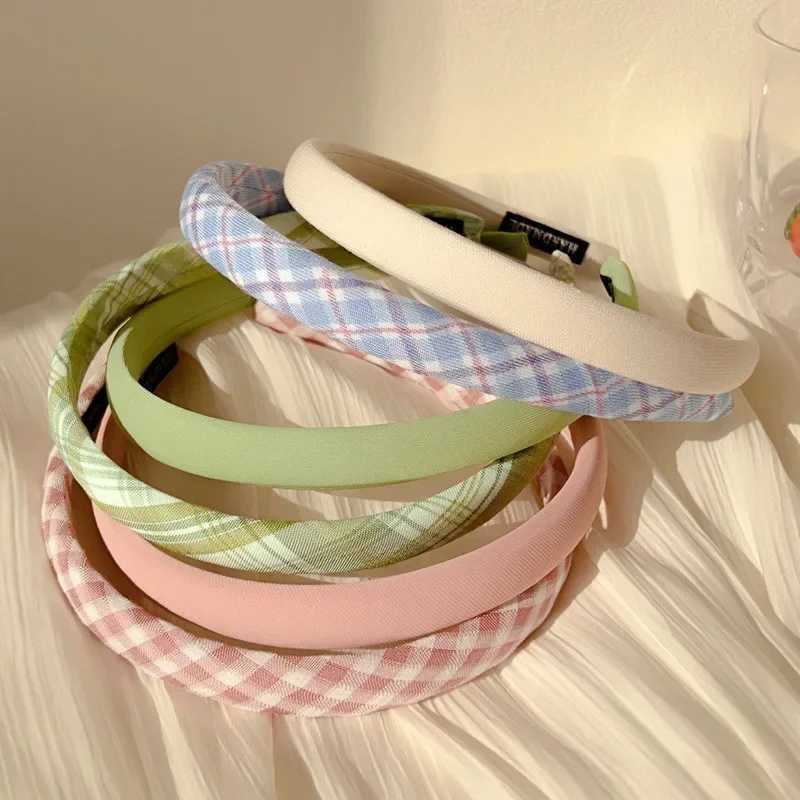 2pc European and American Retro Solid Plaid Headband Hair Bands Hairband Hoop for Women Girls Holiday Korean Hair Accessories D260326