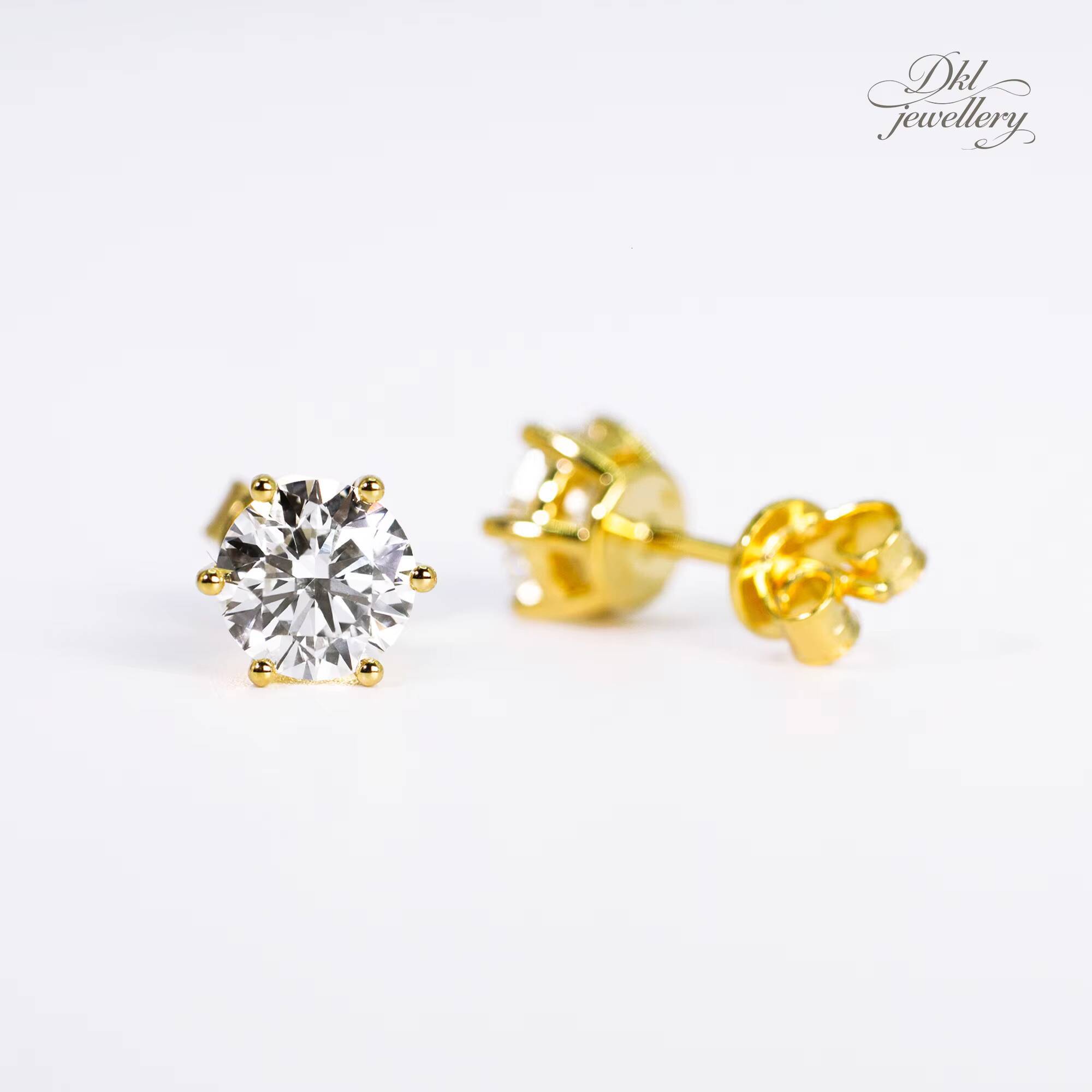 2ct Lab Grown Round Cut Diamond Earrings Simple Classic Style with 18K Gold High Quality Jewelry