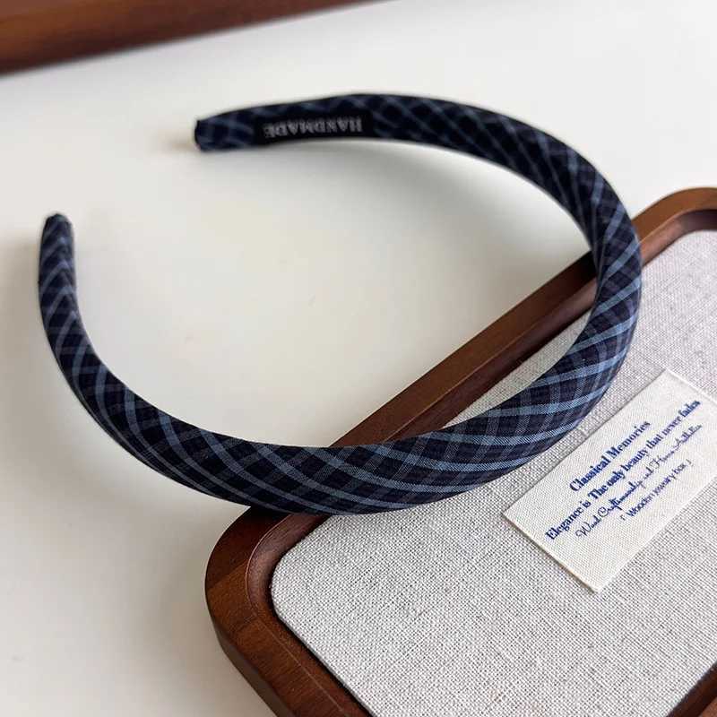 Fashion Elegant Plaid Bezel Hair Hoop for Womens Korean Retro Wide Side Headbands Girls for Holiday Party Hair Bands Accessories D260326