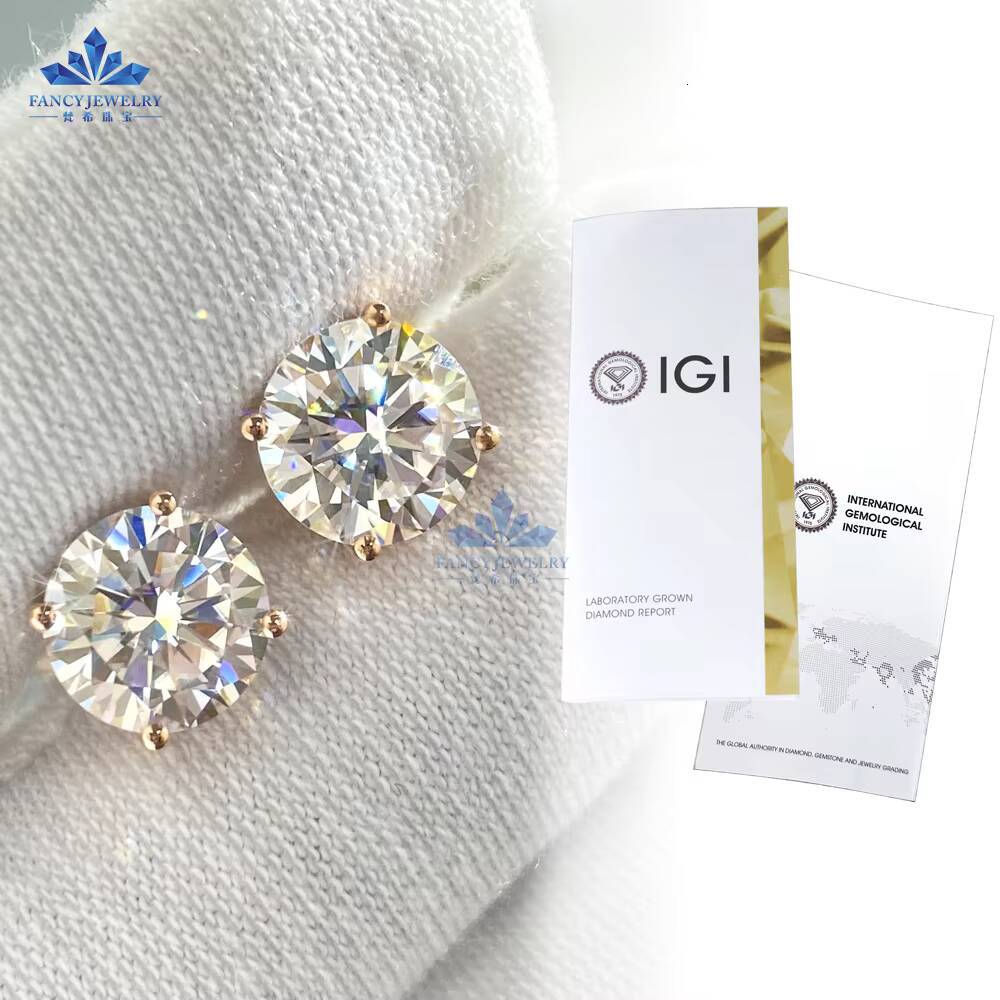 100 Real Hpht Lab Grown Diamond Earring 10K 14K 18K Solid Gold Lab Created Diamond Round Cut Earrings Stud for Women 1ct