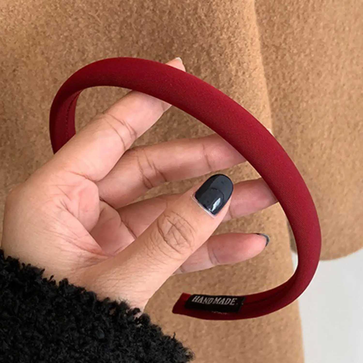 Korean Retro Red Headbands Women Girl Solid Color Simple Hairbands Elastic Hair Hoop Ornament Fashion Hair Accessories D260326