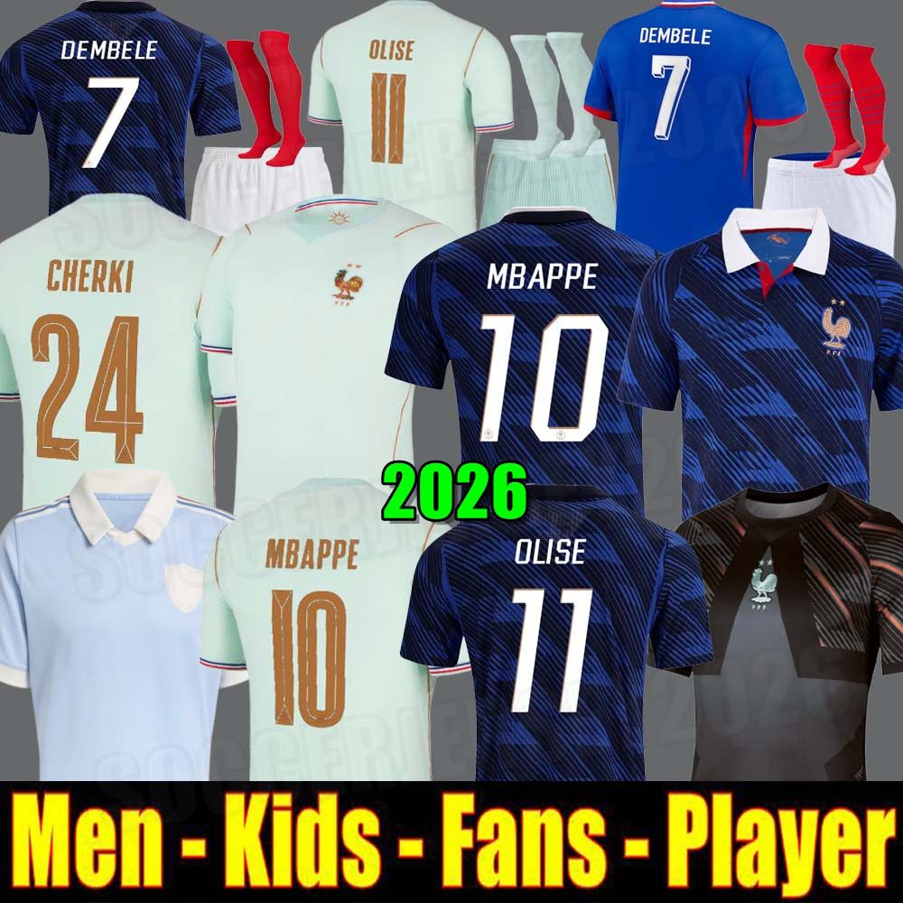 french soccer jersey 26 27 MBAPPE BARCOLA OLISE EKITIKE 2026 DEMBELE Maillots de football shirt equipement de foot Men kids kit enfants France 120TH RUGBY World Cup