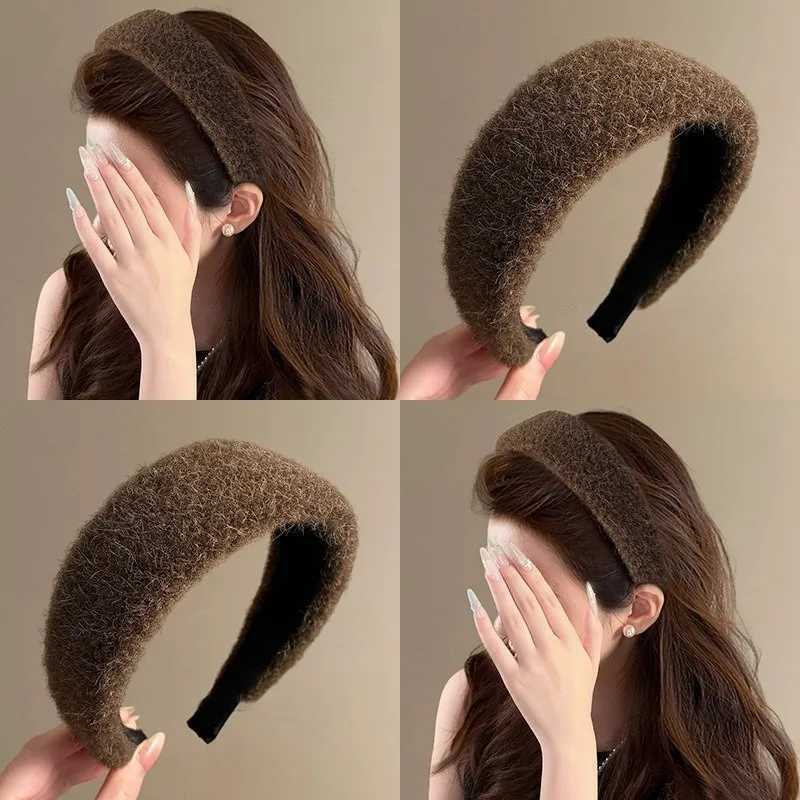 Korean Style Woolen Wide Version High Skull Headband for Women Sweet Hair Ornament Headband Band Hair Hoop Fashion Accessories D260326