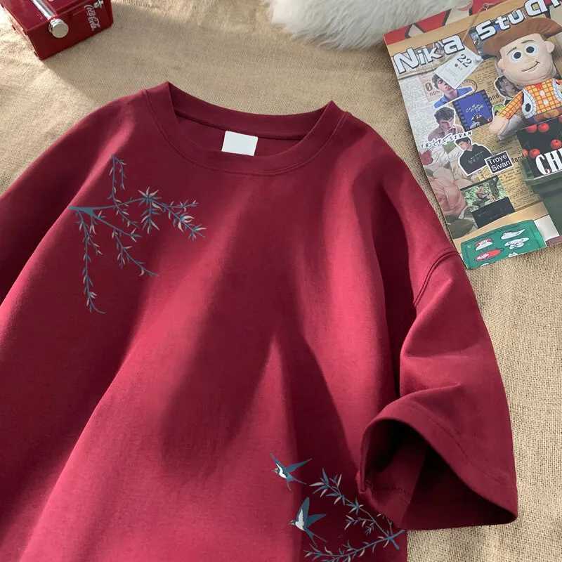 Mens Oversized T-shirts Fashion White 5XL Cotton T Shirt for Men Casual Summer Wear Bird Print Tee Shirts Men Clothing C260326