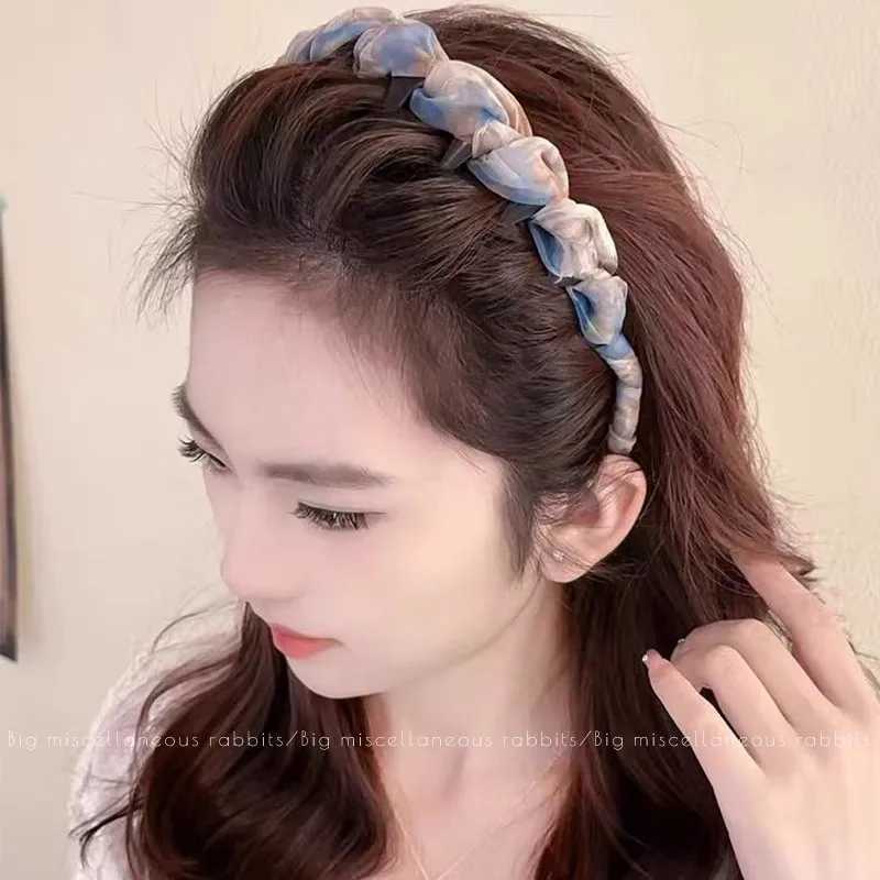 Korean Colorful Chiffon Toothed Hairband For Women Girls Sweet Hair Ornament Headband Hair Hoop Hair Band Fashion Hair Accessory D260326