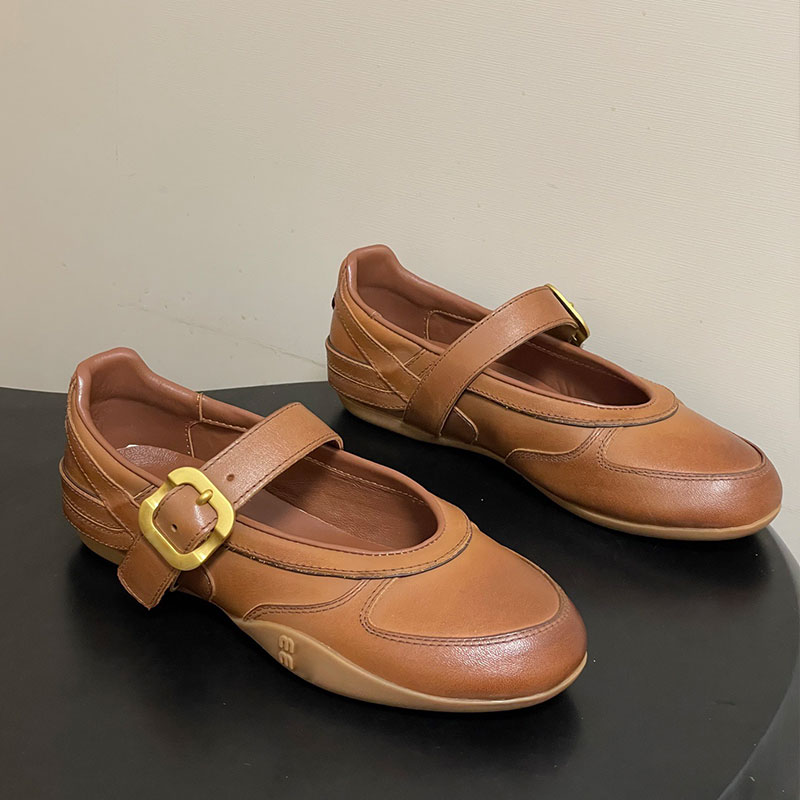 Womens Mary Jane Gymnasium Leather Ballerinas With Strap And Buckle 5F686E Designer Ballerina Flats Ladies Leather Casual Shoes Rubber Sole Size 35 41