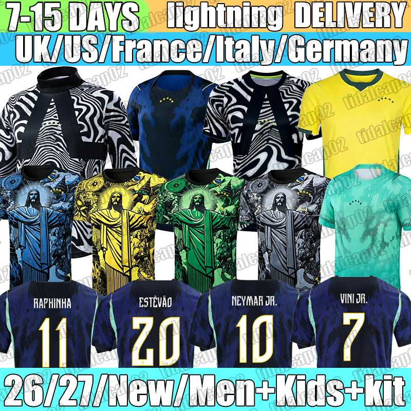 Brazil Jersey RODRYGO Raphinha NEYMAR JR Joao Pedro Endrick Bruno G. Soccer Jerseys VINI JR. Richarlison Estevao Cunha Casemiro CBF 26 27 Football Shirt kids kits