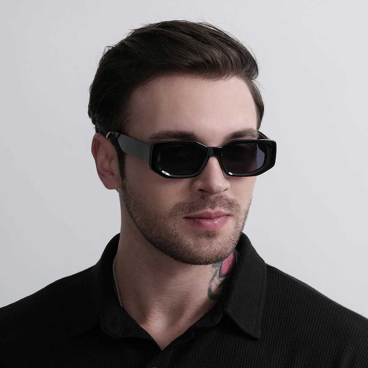 Ruiao 2026 new black classic retro designer branded concave irregular thick frame men women fashion sunglasses D260326