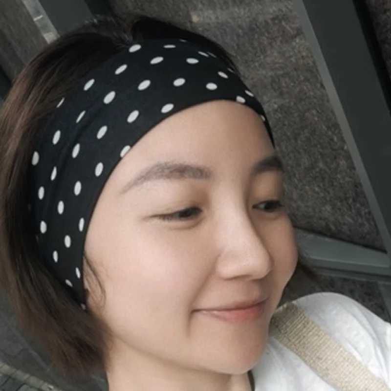 Korean Sports Polka Dots Headbands Y2K Retro Bohemia Polka Dot Elastic Hairbands Fashion Women Yoga Sports Wide Edge Headbands D260326