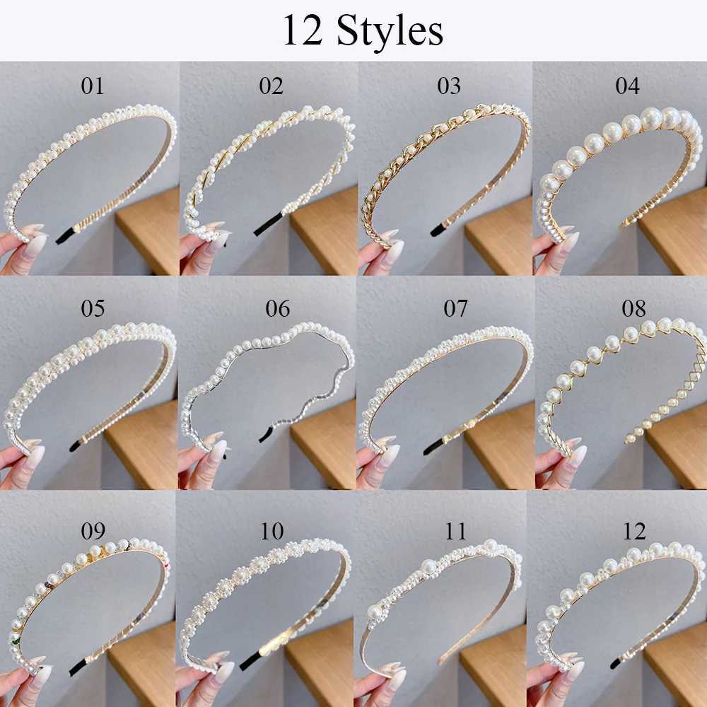 Girls Sweet Headwear Beaded Korean style Bow Pearl Headband Hair Accessories Hair Hoop Hair Band D260326