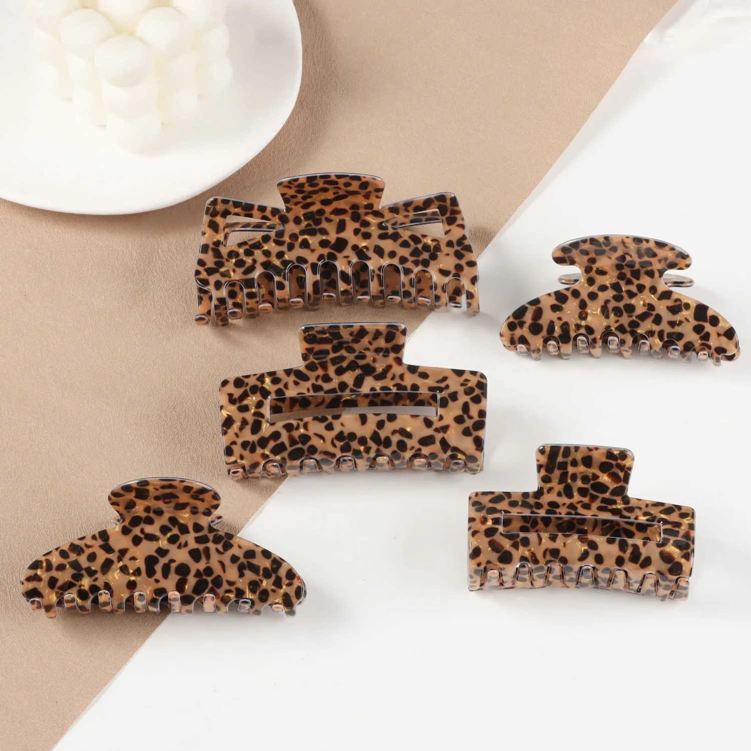 Leopard Print Large Claw Clip/shark Clip/hairpin for Womens Back of The Head/updo/large Size Thickened and Sturdy H260326