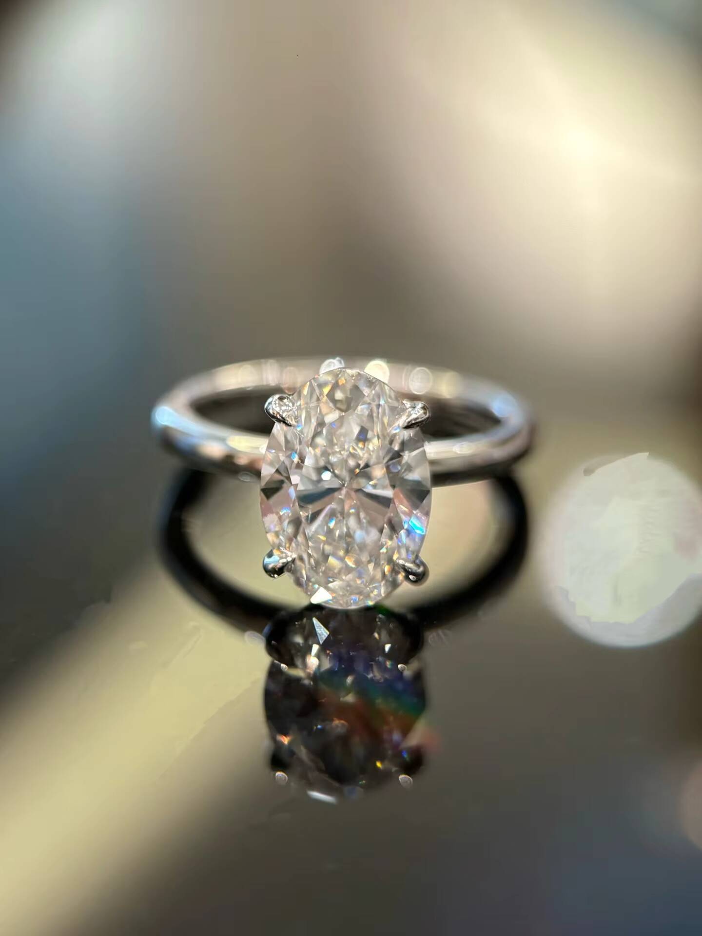 IGI Diamond Ring Custom Fine Ring Jewelry E VS Oval Cut Lab Grown Diamond Wedding Engagement Ring for Women