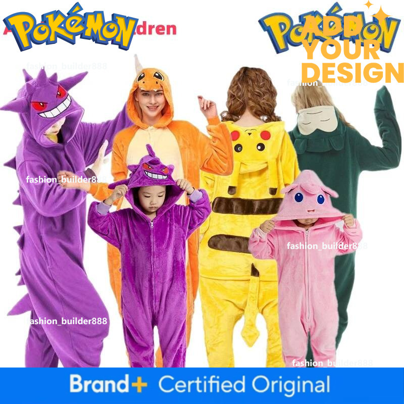 Pokemon Gengar Snorlax Pikachu Charmander Plush Full Body Onesie Pajama Anime Cosplay Costume For Adults Kid Halloween Christmas