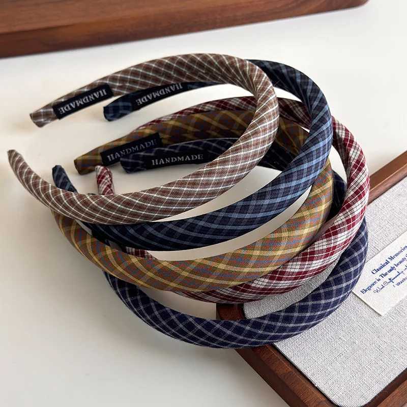 Fashion Elegant Plaid Bezel Hair Hoop for Womens Korean Retro Wide Side Headbands Girls for Holiday Party Hair Bands Accessories D260326