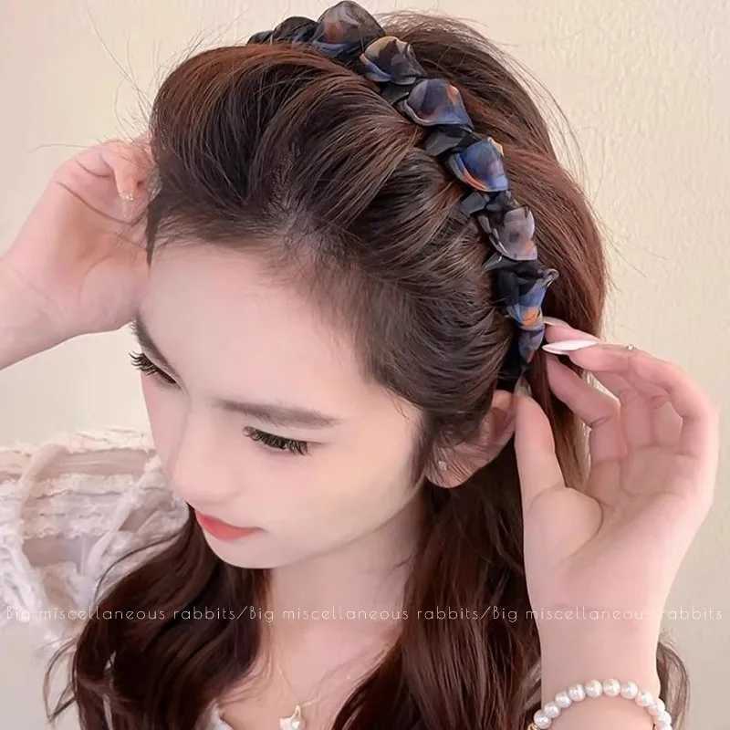 Korean Colorful Chiffon Toothed Hairband For Women Girls Sweet Hair Ornament Headband Hair Hoop Hair Band Fashion Hair Accessory D260326