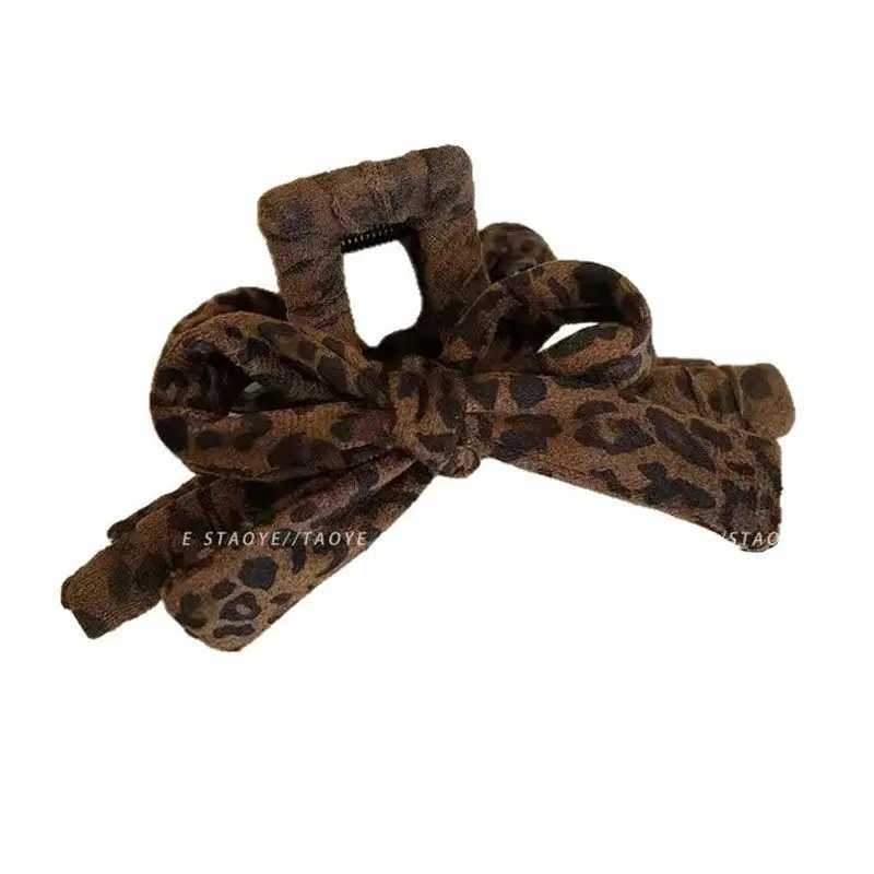 1pc Fashion Returns Leopard Print Bow Shark Clip Hair Clipper for Women New Edition High-End Hair Accessories Autumn H260326