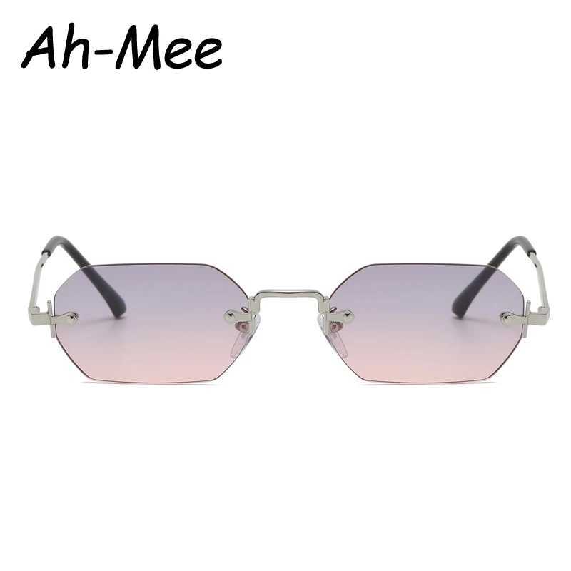 Small Square Rimless Sunglasses Women Retro Polygon Grey Gradient Sun Glasses Vintage Lady Summer Style Female Eyewear UV400 D260326