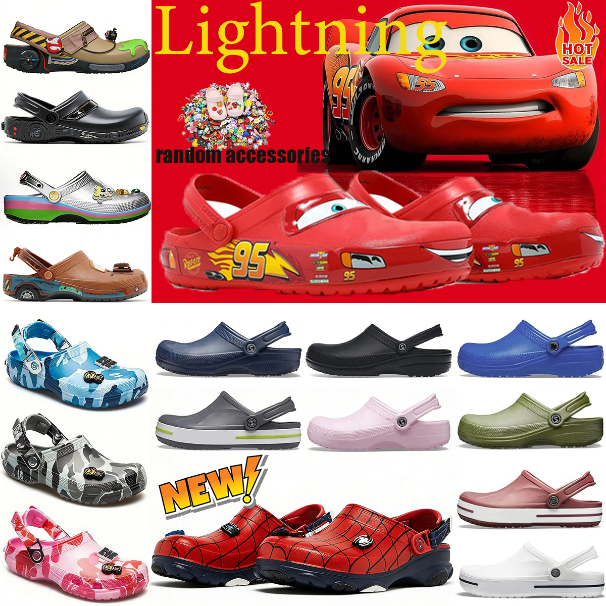 Designer slippers Clog Ectos The Powerpuff Girls slippers Mens classic Camouflage Lightning red 95 women men slipper summer slides pantoufle shoes
