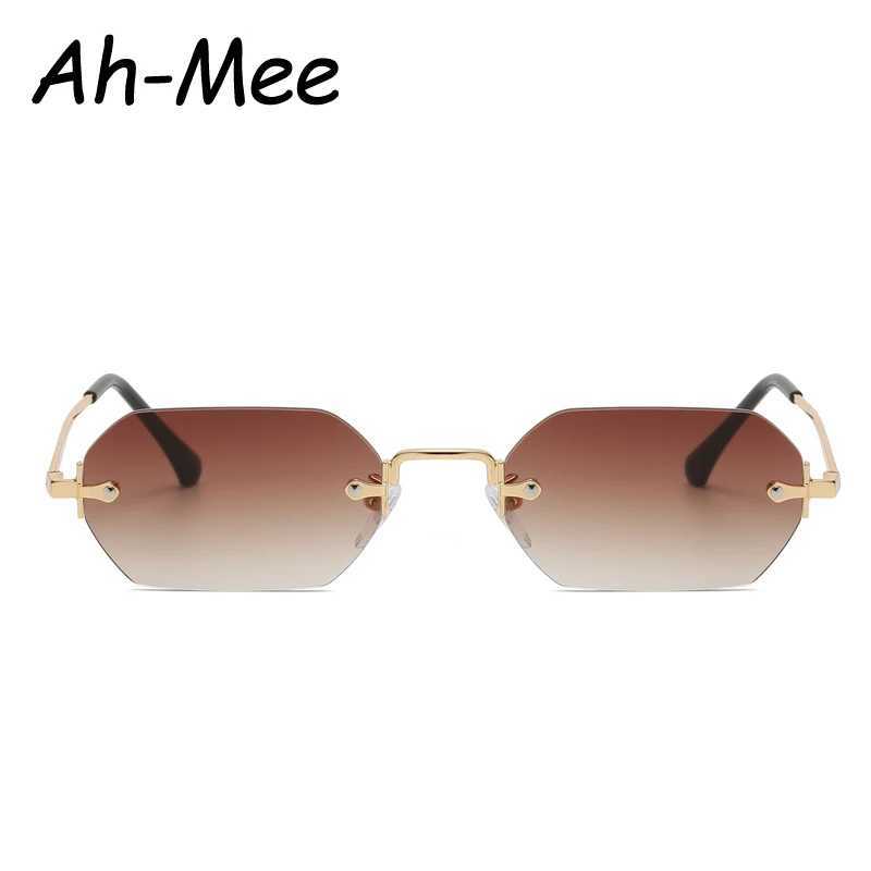 Small Square Rimless Sunglasses Women Retro Polygon Grey Gradient Sun Glasses Vintage Lady Summer Style Female Eyewear UV400 D260326