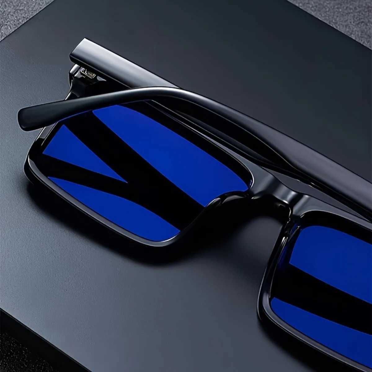 Classic Large Square Frame Fashion Glasses Universal Shades for Men and Women Lens with Protective Films Essentials for Small Fa D260326