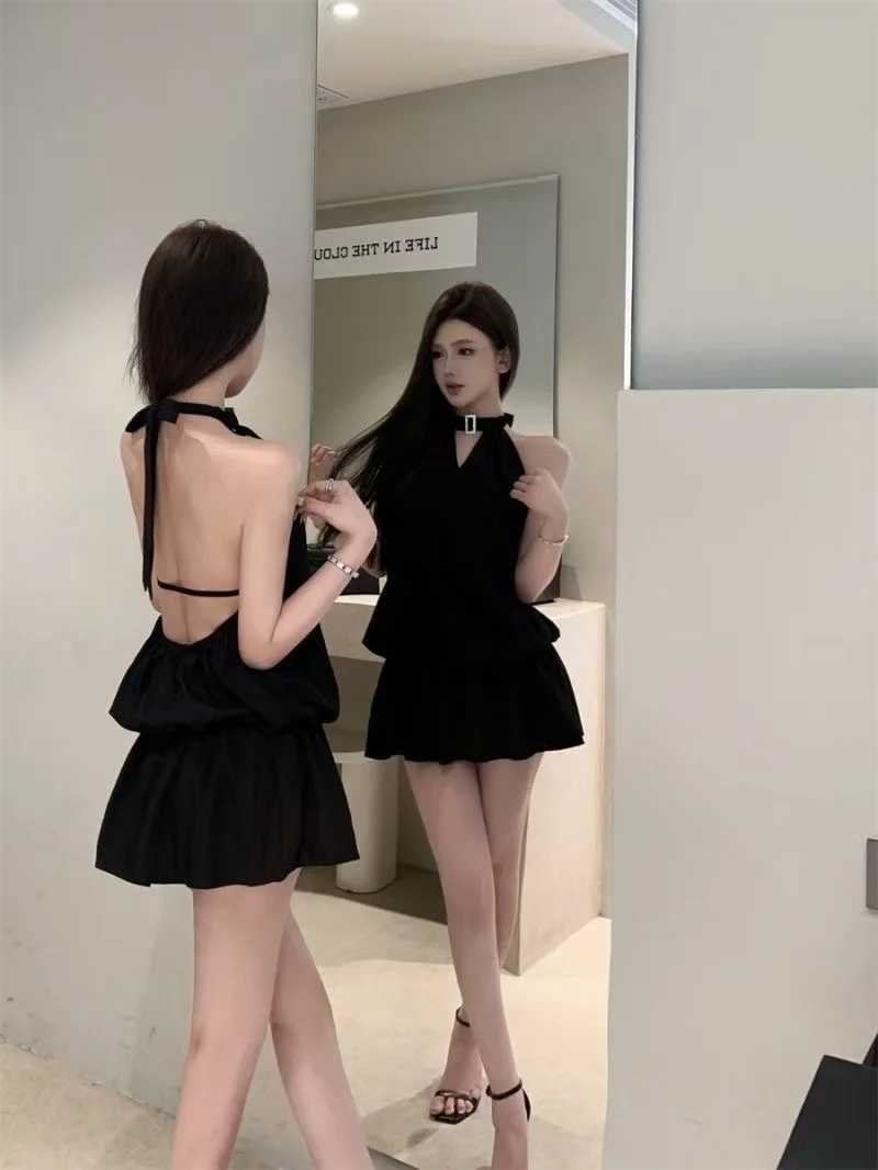 Y2Ks new solid-color halter-neck backless dress is a sexy elegant and slimming short skirt for women in summer a01 M260326