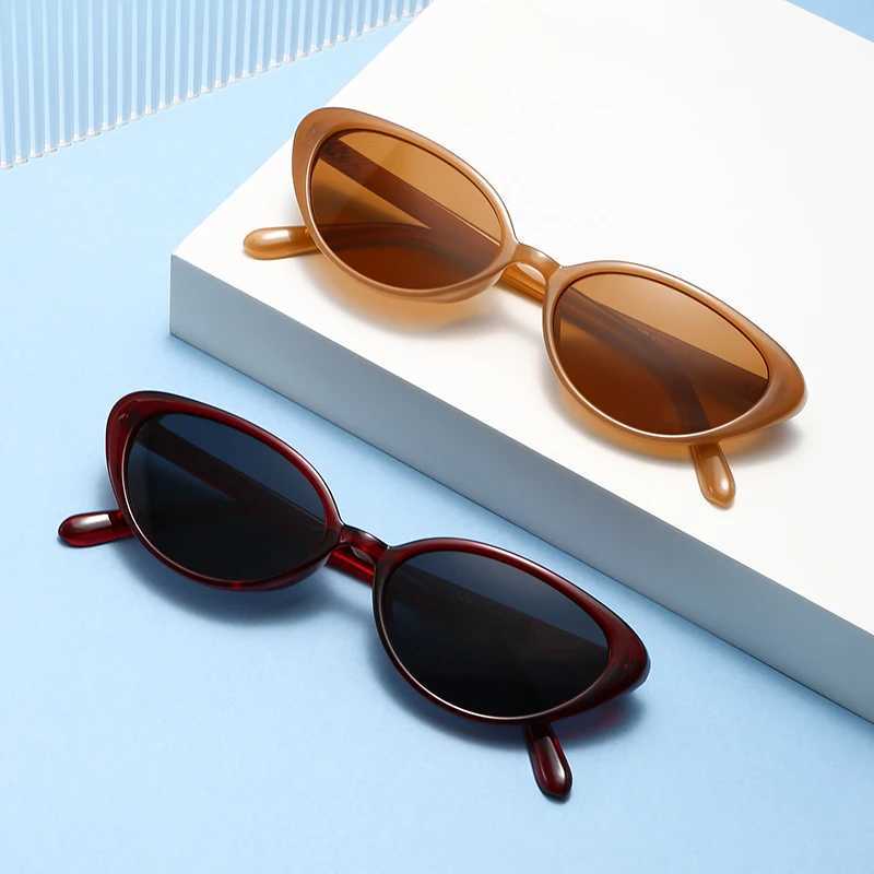 2pcs Rivets Brown Fashion Cat Eye Sunglasses for Women Brand Designer Sun Glasses Female Triangle Shades UV400 Purple Eyewear D260326