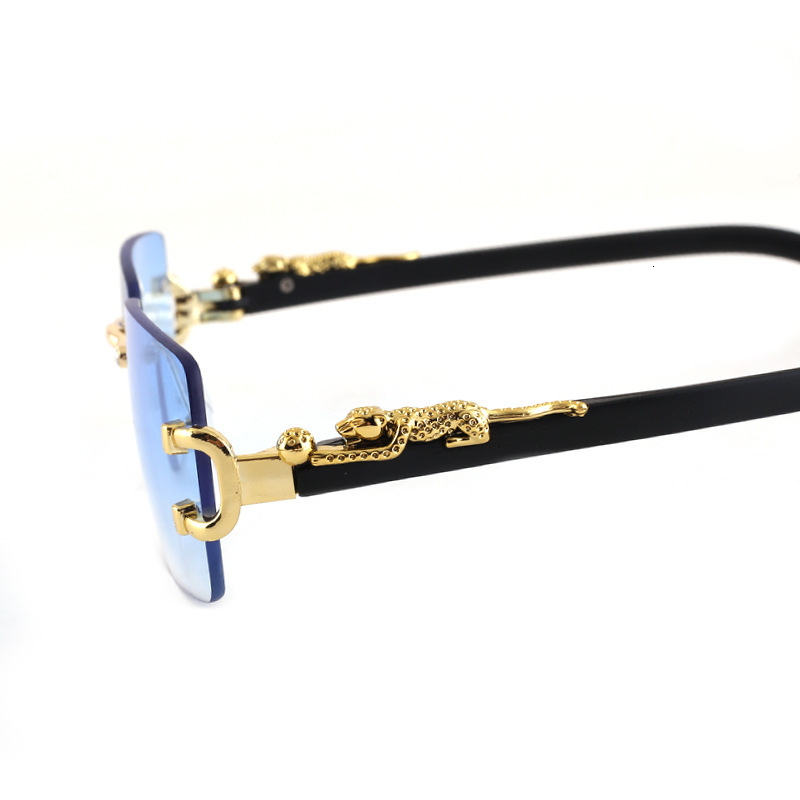 Luxury Brand Designer Sunglasses New Frameless Sunglasses With Unique Leopard-Shaped Temple Arms, Cross-Border UV Protection Sunglasses Trend