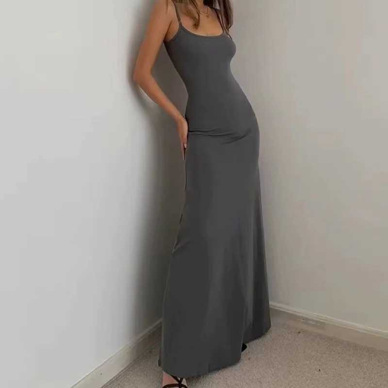 Woman Spring Summer Style Bodycon Dress Female Sexy Sleeveless Spaghetti Strap Split Sheath Dress Vestidos M260326