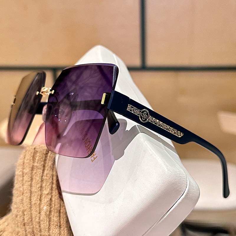 Luxury Brand Designer Sunglasses 2026 New Model Sunglasses With Connected Leg Design, Rimless Cut-edge, Oversized Lenses, Light Luxury High-end Style,