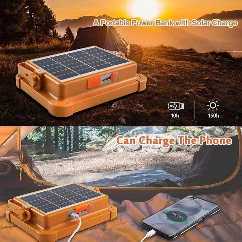 New Rechargeable Solar Flood Light Outdoor Portable LED Reflector Spotlight Rechargeable Projector Floodlight Construction Lamp H260325
