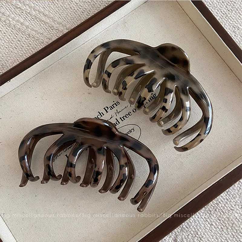 Elegant Leopard Print Large Pumpkin Hair Claw For Women Long Hair Holder Claw Clip Sweet Hair Clip Fashion Hair Accessories H260326