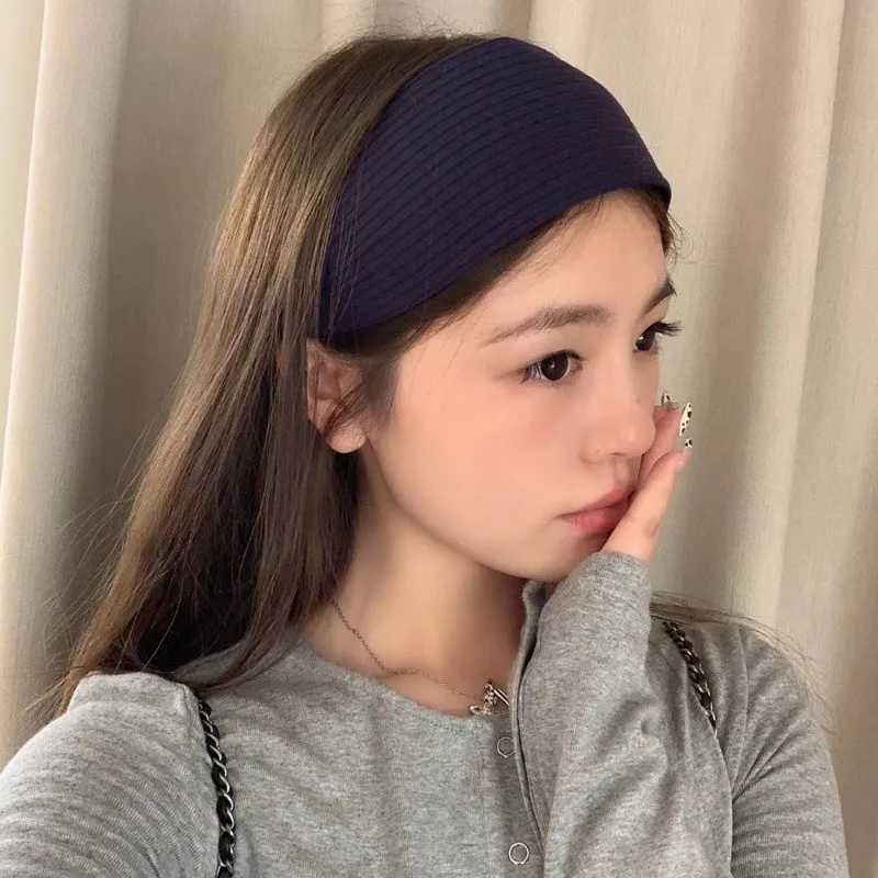 2026 Soft Wide Knitting Cotton Hairbands for Women Girls Korean Neutral Solid Turban with Teeth Head Band Headwear Accessories D260326