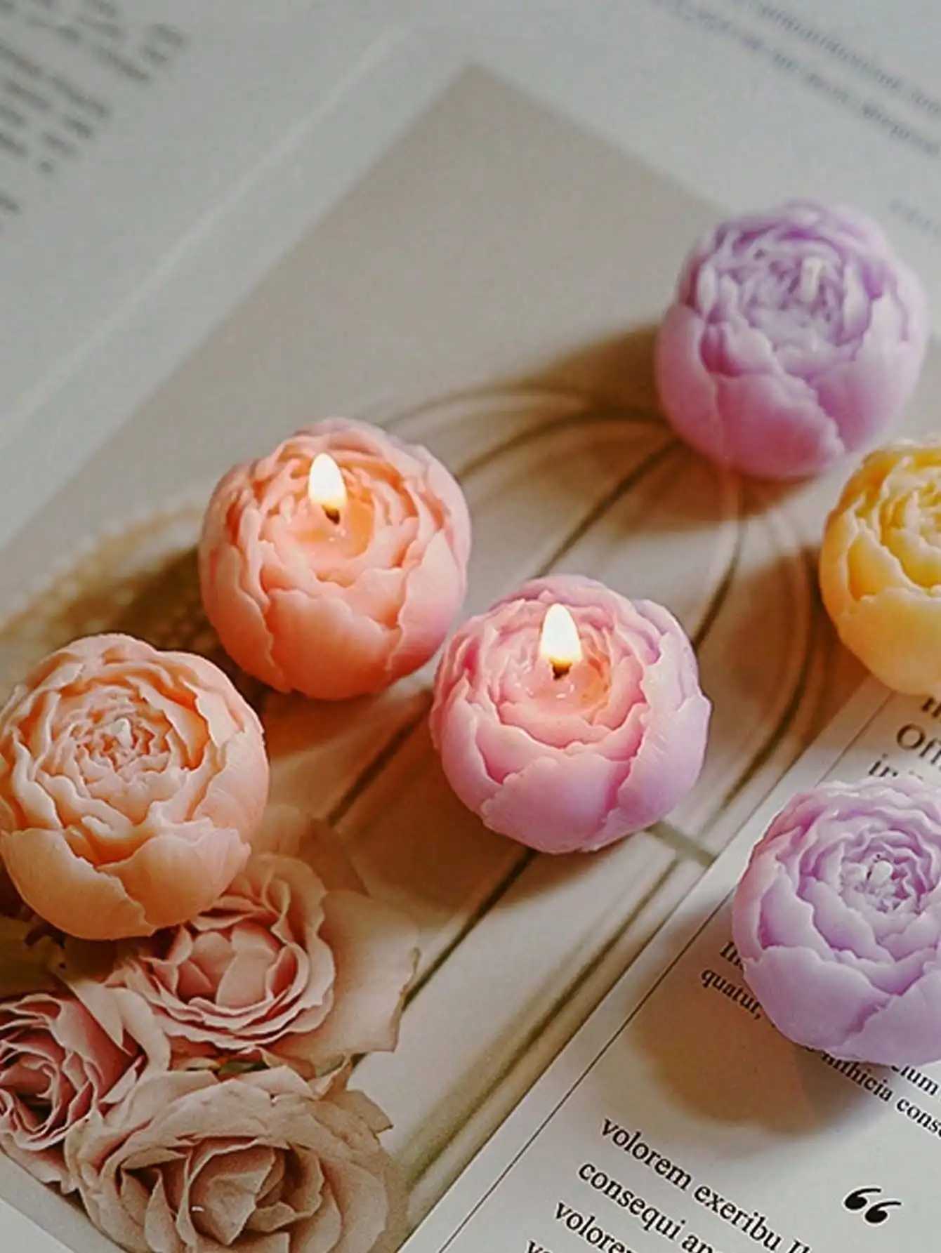 4pcs/Set Hand Made Rose Fragrance Scented Candles Hand Made Bouquet CandlesHome Decoration Suitable For Valentines Day Gift H260326