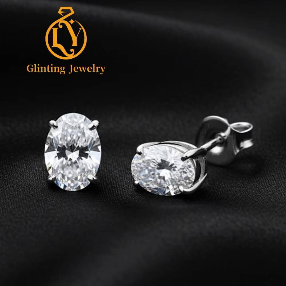Luxury Lab Diamond Earrings Oval Shape Lab Grown Diamond 10K 14K 18K Solid Gold Stud Earrings