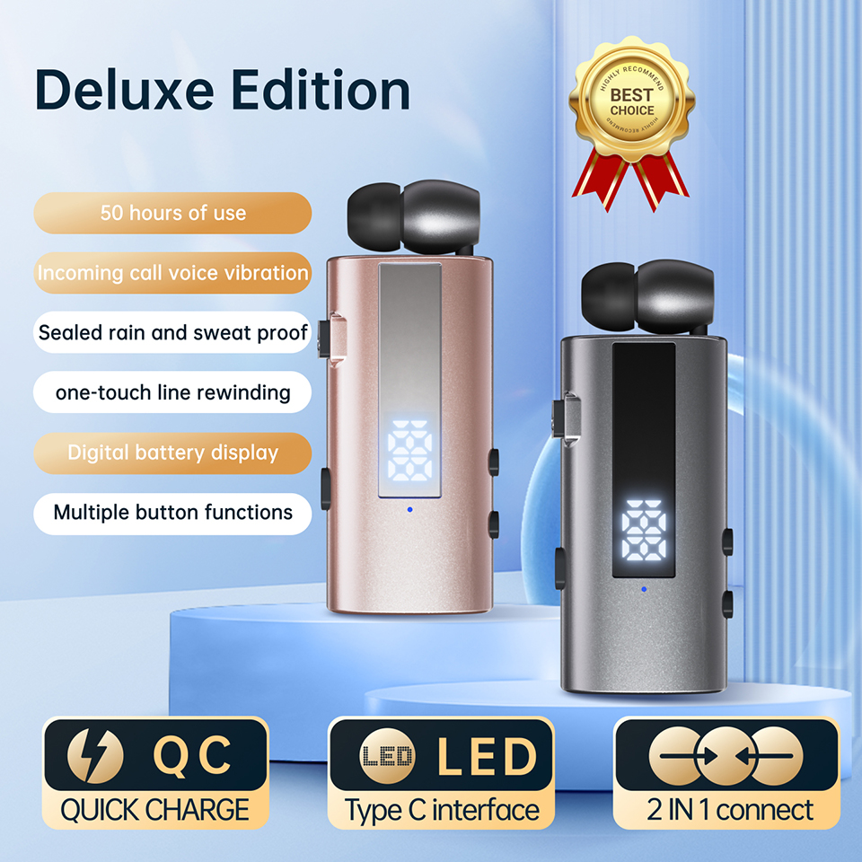 K92 Collar Clip Business Bluetooth Earphones | No Tangled Wires, Vibration Call Alert, LED Power Display for Cycling