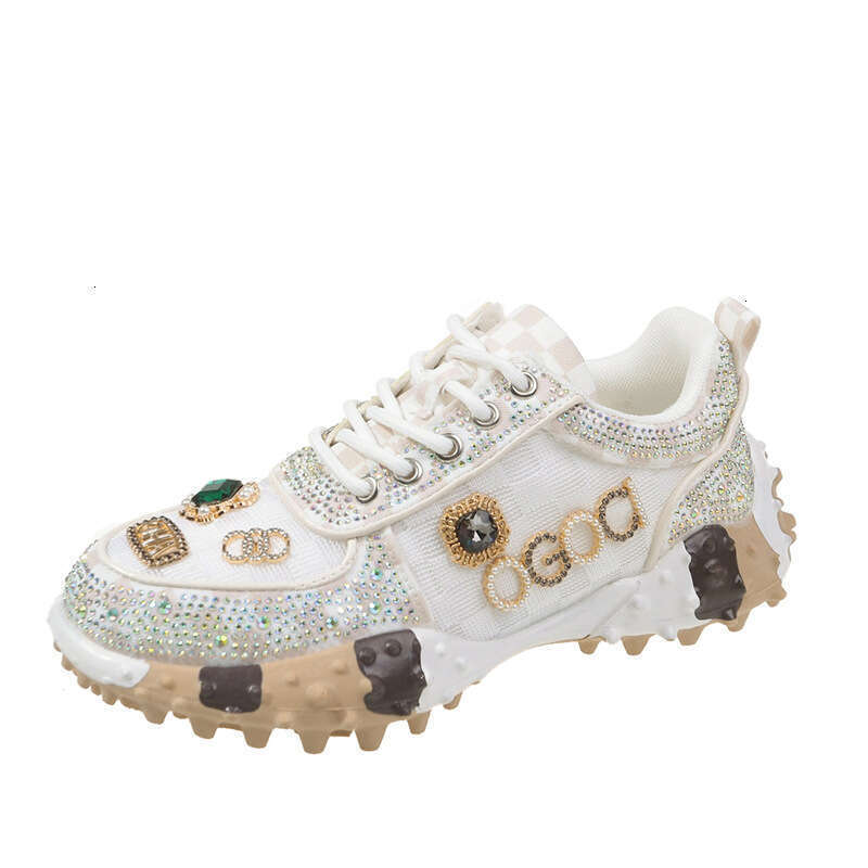 Hot-Selling Letter with Rhinestones Fashion Sneakers Durian Platform Sole Mesh Single Shoes for Women dh5047058