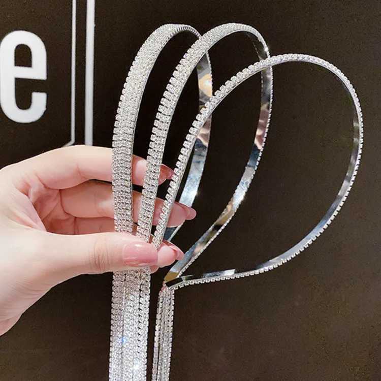 Luxury Rhinestone Hairbands for Women Long Tassel Bow Bands Korean Crystal Headband Wedding Hair Band Accessories D260326