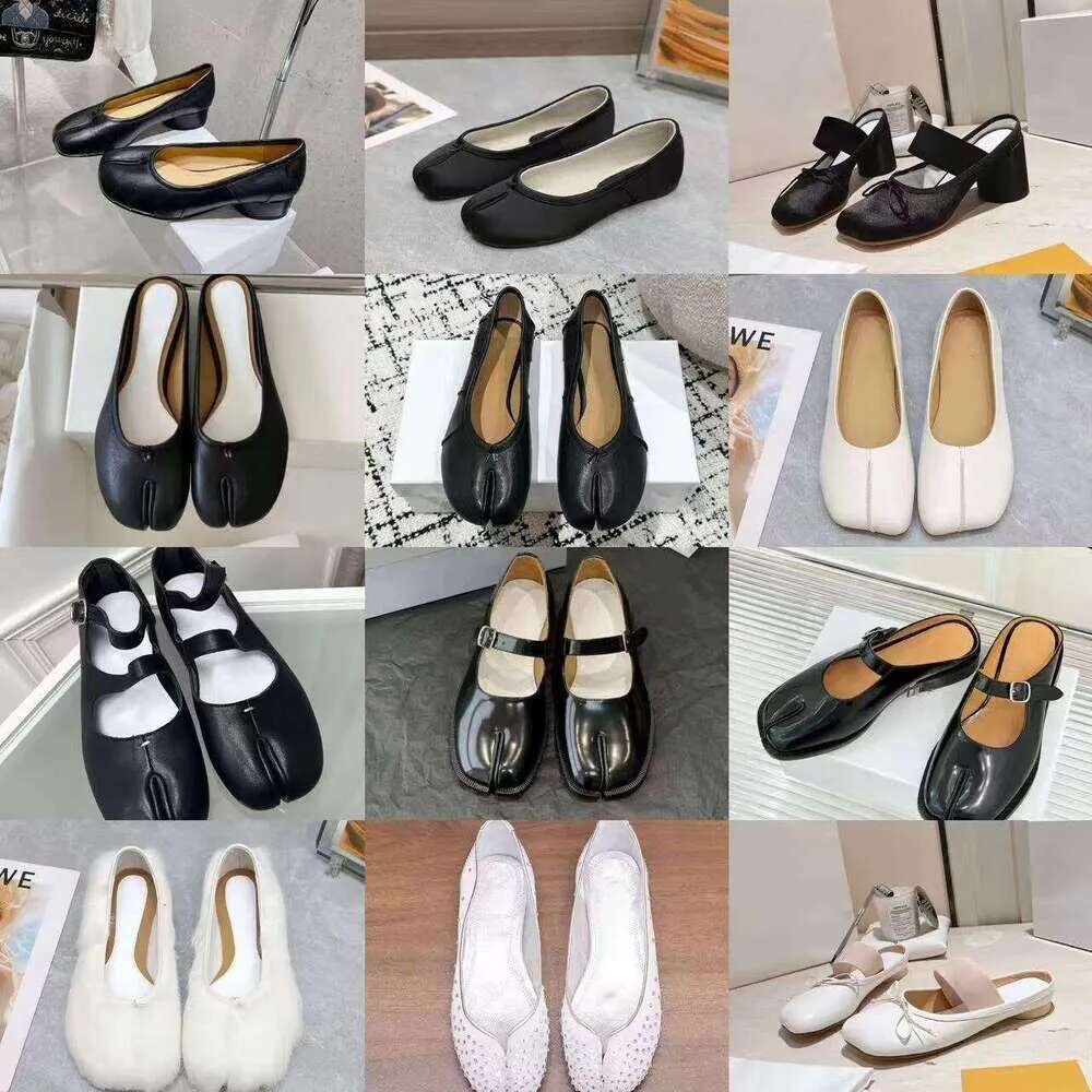 Tabi New Ballerina Leather loafer Shoes Women Designer Pump Sandal Half Casual Split Ballef Mules Flat Broken Mirror Ankle Heel Slip Boot Lambskin Calf Dance With Box